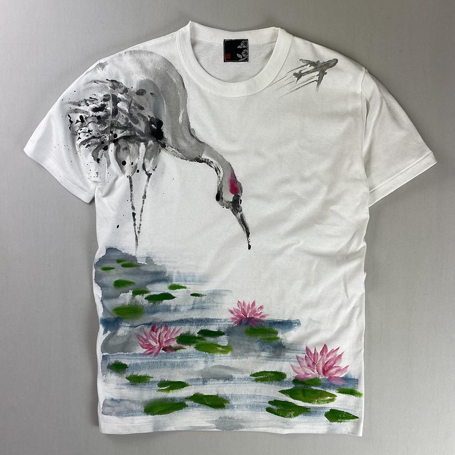 鶴と睡蓮　Tシャツ