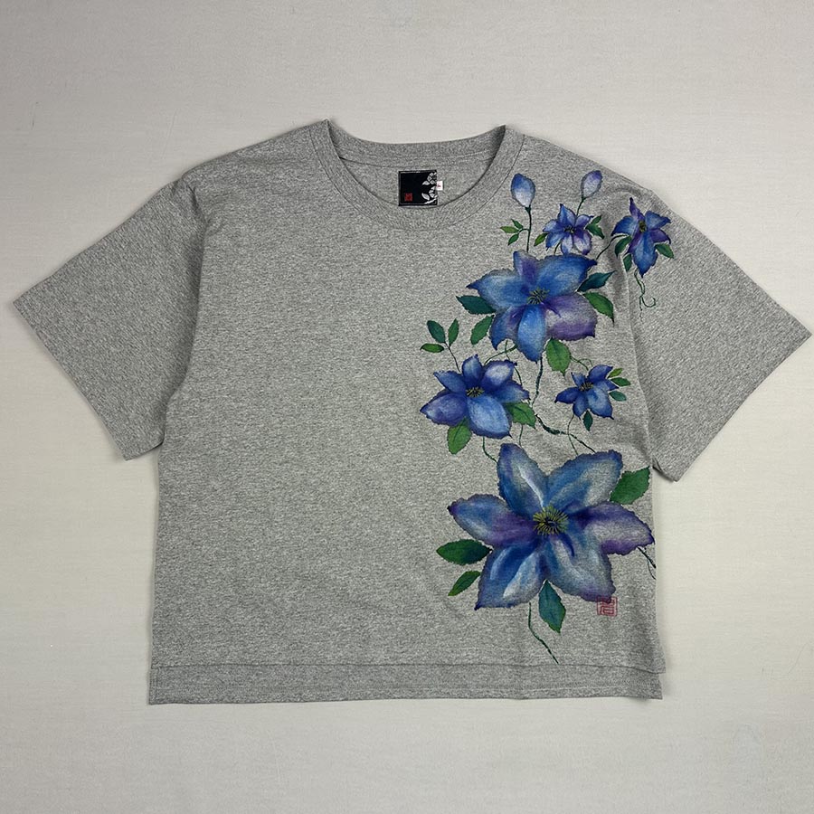 鉄線　ゆったりTシャツ　グレー